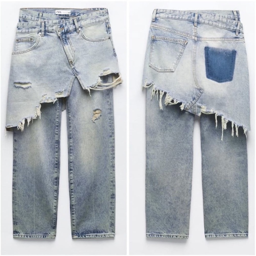 Zara Light Denim Jeans layered Skirt- NWT - Size US 0 - Women's